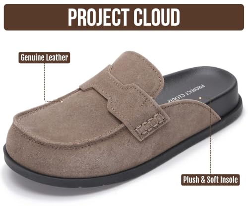 Image of Project Cloud 100% Genuine Leather Womens Clogs - Plush & Soft Insole with Arch Support Non Slip Mules & Clogs for Women Footwear - Water Resistant Women Shoes (Foamy)