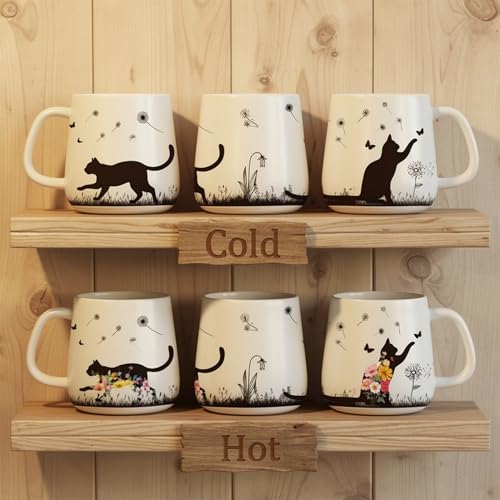 Taza mágica de cerámica que cambia de color con diseño de gato miniatura 5