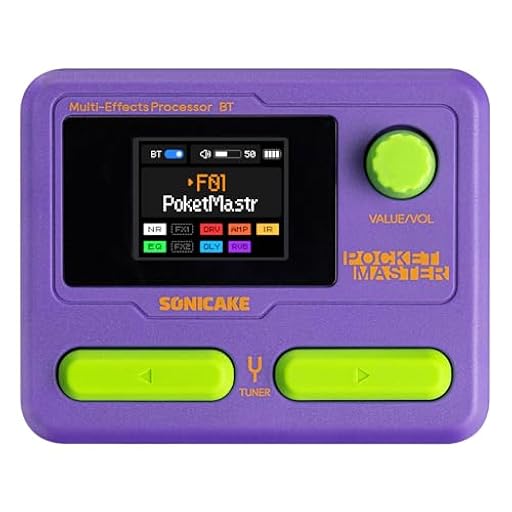 SONICAKE Pedal de guitarra multiefectos 9 Módulos de efectos 100 Presets 20 Amp/Cab Procesador de efectos para guitarra OTG USB Interfaz de audio BT con APP Pocket Master (Púrpura) | Ya disponible en tu tienda friki favorita! En mundofriki.es!