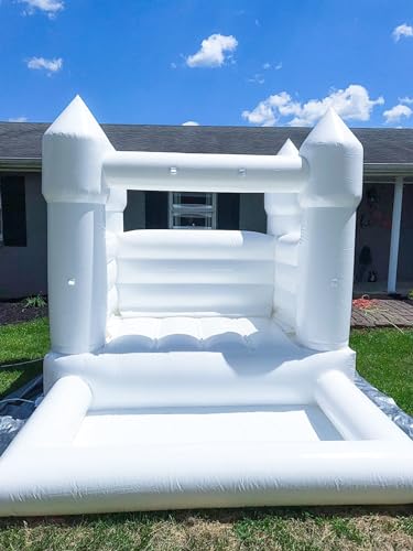 Inflatable White Bounce House Professional Mini Jumping Bouncy Castle Bouncer for Kids Party with Air Blower (8 * 10 * 8ft with a Ball Pit) - Image 4