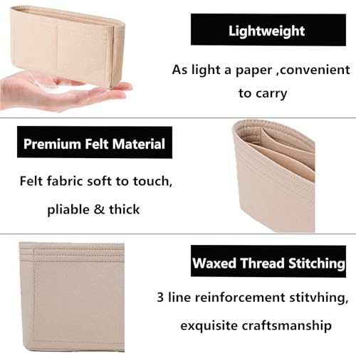 OAikor Felt Purse Organizer Insert for GG Marmont Matelasse Medium Shoulder Bag and More, Handbag Tote Organizer Liner Pouch for Women Bag(Beige,Medium) - Thumbnail 7