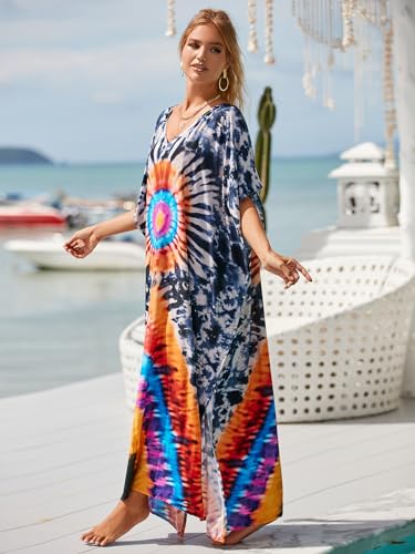 Image of Kaftan Dresses for Women Plus Size Bathing Suit Cover up Caftan Maxi Beach Dresses