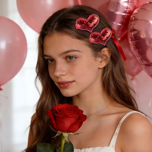 Red Heart Hair Clips accesorios para el cabello 2 pcs miniatura 3