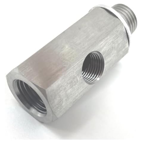 Stainless Steel 1/4 NPT Female to 1/4 NPT Male with 1/8 NPT Port Oil Pressure Sensor Tee adapter Use to add oil pressure gauge and Turbo Supply Feed Line Cover