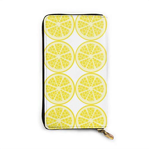 Preisvergleich Produktbild JHGFG Nahtloses Zitronenmuster Gelbes Bild Echtes Leder Geldbörse Lange Damen Geldbörse Handtasche Multi Kartenhalter Organizer Für Frauen Angepasst