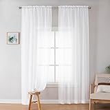 Simplebrand White Sheer Curtains 72 Inches Long 2 Panels for Living Room, Rod Pockets Airy Window Treatments Voile Sheer White Curtains Panels Lightweight for Front Back Patio Glass Door, 42' Width