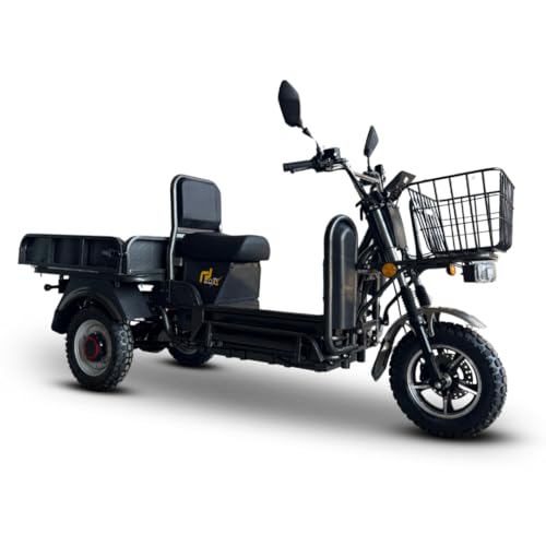 Image of EOX E-Horse Low Speed 3 Wheeler Electric Loader Scooter Non RTO, 600Kg Weight Capacity, Black with Portable Lithium Battery & Charger