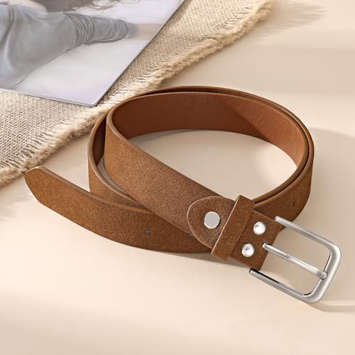 Image of WHIPPY Women Casual Leather Belt for Jeans Pants, Fashion Ladies Waist Dress Belt