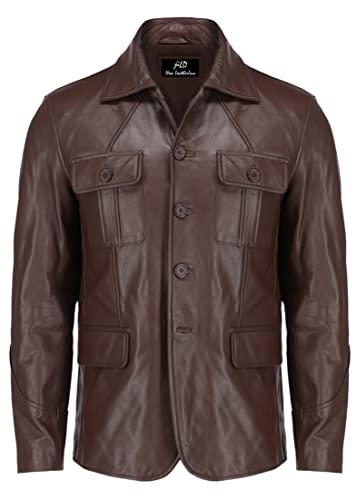 Image of Jild Lambskin Leather Jacket Men Casual Coat - Notched Collar Classic Bond's Style Ultimate Leather Blazer for Men