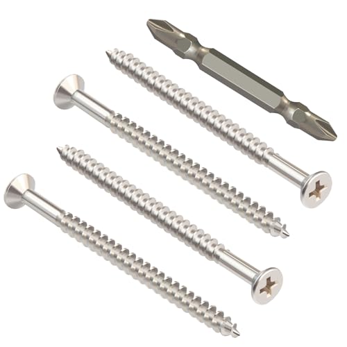Tornillos para madera Hinge #9 x 3 pulgadas, 30 piezas, acero inoxidable 410, cabeza plana, sistema Phillips, autorroscantes para madera miniatura 1