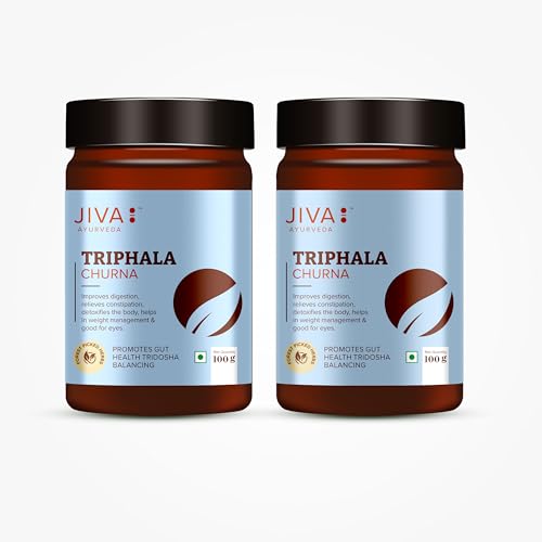 Image of Jiva Triphala Churna (100 x 2) 200g | Ayurvedic Triphala Powder with Amla, Harad & Baheda | Improves Digestion, Colon Cleanse, Gut Health, Immunity | Natural Detox | Contains Bioactive & Antioxidants