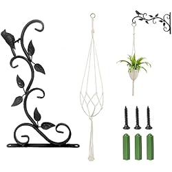 Macetero Forja De Pared ATBUSS 1 soporte para cesta colgante, 1 colgador para plantas, soporte para cesta colgante, gancho de pared, gancho para plantas, cesta de jardín, decoración exterior e interior, para linternas