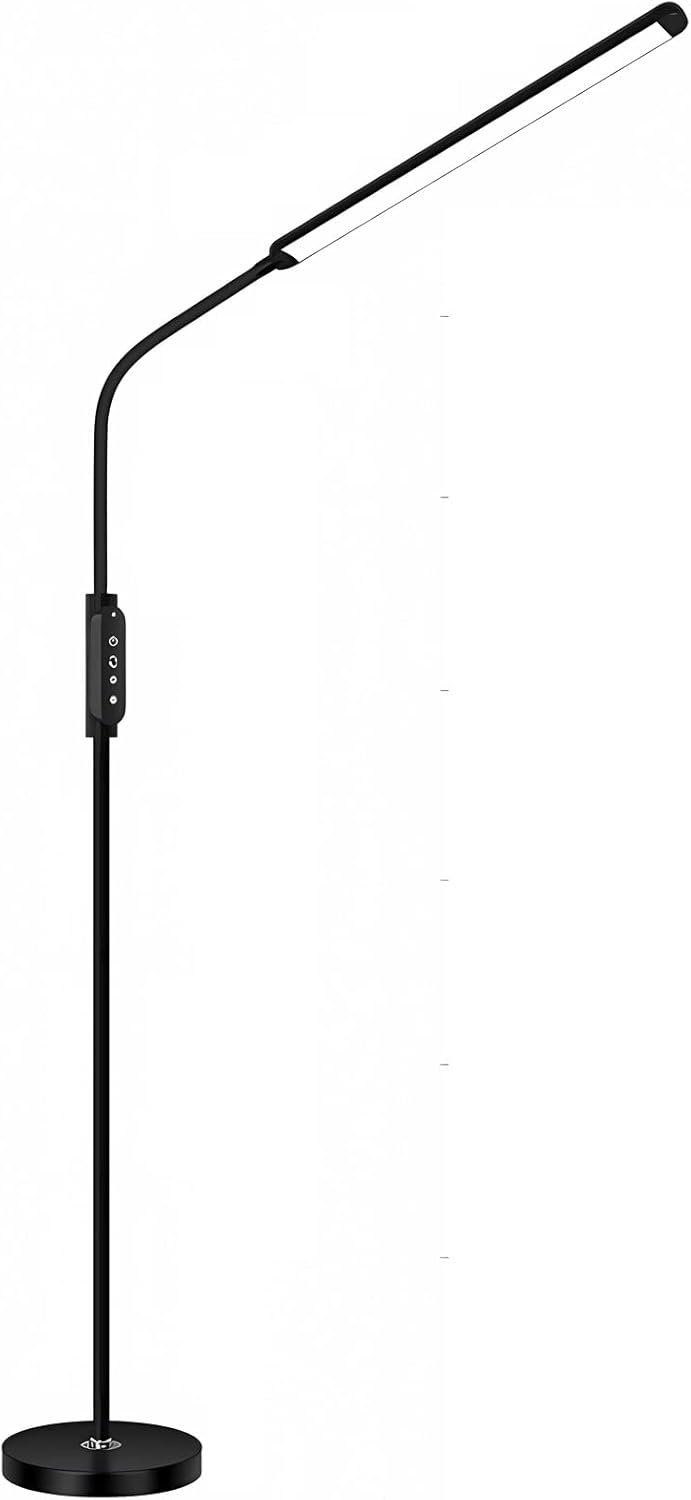 Modern LED Floor Lamp 15W Dimming Eye Protection Piano Lamp 3 Colors Work Lamps for Living Room Bedroom Children's Room Study Bedside Reading Vertical Desk Lamp