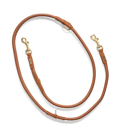 Hundeleine Leder 2,0m Premium Rund-Lederleine mit Edelstahl-Karabiner, Hunde Führleine mehrfach verstellbar - Francis (Braun)