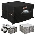 Enzeno Patio Furniture Set Cover Waterproof, Square Outdoor Table and Chair Set Covers, Heavy Duty Outside Weatherproof Garden Rattan Set Covers for Protection 60" L x 60" W x 28" H Black