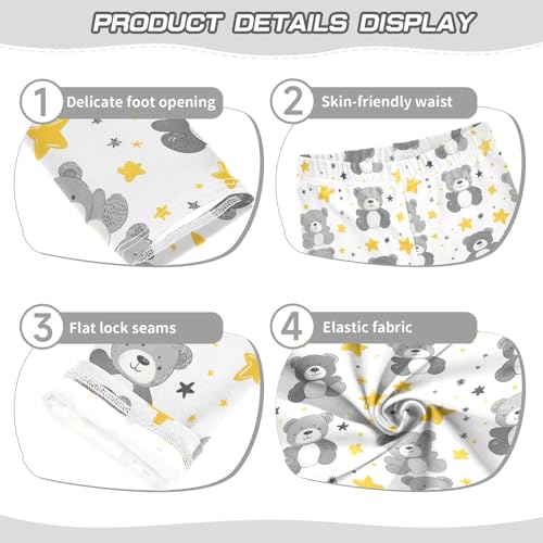 Gray Bear and Star Girls Leggings Kids Yoga Pants Athletic Tights Pants 4-10 Years3