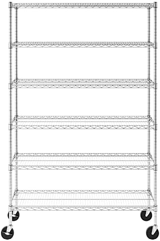 SafeRacks NSF Certified Storage Shelves, Heavy Duty Steel Wire Shelving Unit with Wheels and Adjustable Feet, Used as Pantry Shelf, Garage or Bakers Rack Kitchen Shelving - (18"x48"x72" 6-Tier)