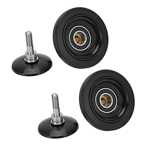 Yuecoom 1 Pair Folding Bike Easywheel, Black Aluminum Alloy Anodizing Folding Bicycle Simple Wheel, Center Bearing Bike Easywheel Accessory for Folding Bike