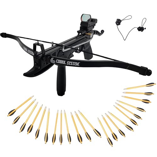 Southland Archery Supply Prophecy 80 Pound Aluminum Self-Cocking Crossbow Package (Black with Red Dot Scope and Foregrip + 22xArrows)