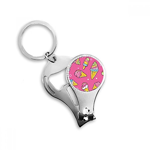 Star Pink Sugar Popsicle Ice Cream Nail Nipper Ring Key Chain Bottle Opener Clipper