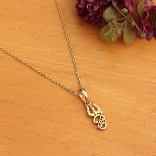 22Kt Gold Plated Spiritual Tamil Om 92.5% Purity Chain_Eu15642