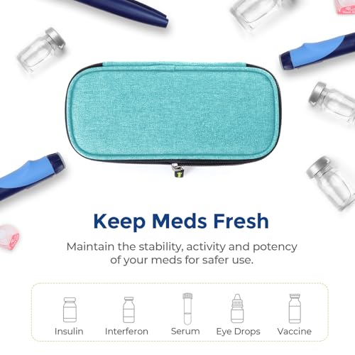 Image of AUVON Insulin Cooler Travel Case with 2 x 90g TSA Approved Ice Packs, Diabetic Medication Insulated Cooling Bag for Insulin Pens and Diabetic Supplies Storage, Compact for Daily Life and Trips