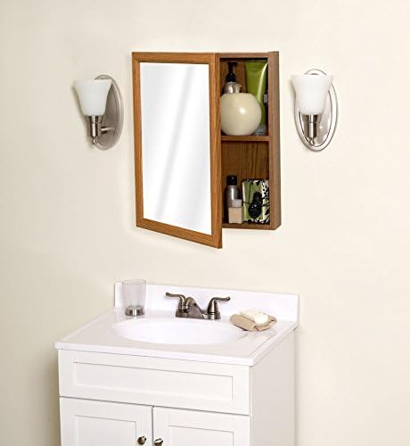 Zenith Oak Framed Swing Door Medicine Cabinet with Mirror