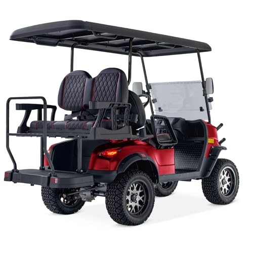 Kandi Kruiser 4P Electric Golf Cart Special Edition AGM 48V, 5,000 Watt Motor, Electric Power Steering, RWD, and Soundbar 40 Mile Range 40 MPH Top Speed - Red