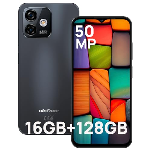 Ulefone Note 16 Pro Smartphone Ohne Vertrag 16GB + 128GB/SD-256GB Handy 4400mAh mit 50MP Kamera Octa Core 6 52 Zoll HD+ 5 Ghz WiFi Android 13 Dual SIM Fingerabdruck/Face ID/4G/GPS/OTG/Schwarz