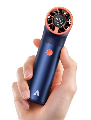 Aecooly Tragbarer Handventilator, Leistungsstarker Turbo-Mini-Ventilator, 19000 U/min High Speed Aero Ultra, 15 Stunden Maximale Kühlzeit, 7-Gang-Aluminiumgehäuse, Klein für Reisen im Freien -Blau