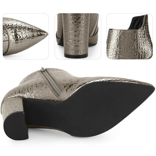 Perphy Pointed Toe Stone Printed Chunky Heels Short Ankle Boots for Women4