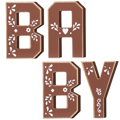 Threehoney 4 Pcs Cielito Lindo Baby Shower Decorations Wooden 3D Mexican Baby Letters Cielito Lindo Party Decoration for Gender Reveal Birthday Fiesta Party