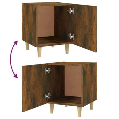 Table de chevet chêne fumé lot de 2 meuble de nuit 40x40x50 cm - 8