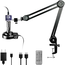 NICE-POWER Digital Microscope, 48MP 4K 1080P HDMI Type-C/USB Industrial Video Microscopes Camera, 150X Zoom C-Mount Lens, Foldable Stand, LED Ring Light, Soldering Microscope for Electronics Repair