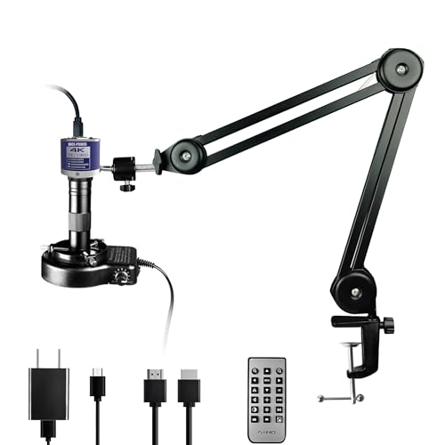 Image of NICE-POWER Digital Microscope, 48MP 4K 1080P HDMI Type-C /USB Industrial Video Microscopes Camera, 150X Zoom C-Mount Lens, Foldable Stand, LED Ring Light, Soldering Microscope for Electronics Repair