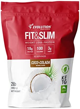 (Evolution Advance Fit & Slim - Grass Fed Whey Protein Powder, Easy Digesting, Keto Approved, Non GMO, Stevia Sweetened 2 Lb (Coco-Colada)