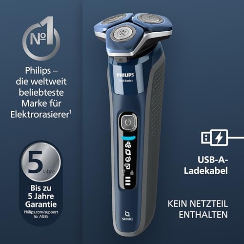 PHILIPS Shaver Series 7000 - električni brijač za muškarce, aparat za mokro i suho brijanje, sklopivi trimer, stanica za čišćenje, 4 x patrone za čišćenje, stanica za punjenje i putna torbica (model S7885/63)