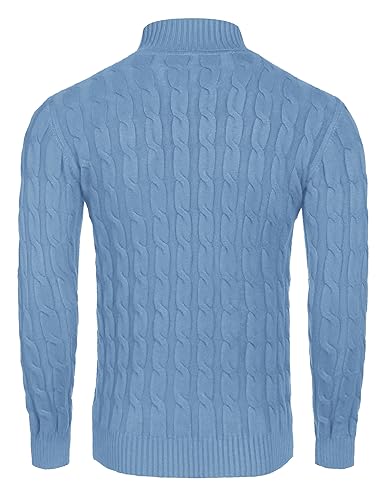 Image of COOFANDY Men's Slim Fit Turtleneck Sweater Casual Twisted Knitted Pullover | Turtleneck Design, Cable Knit Texture with Ultra Stretch, Slim Fit Thermal, Business Casual Office Wear, Fall Winter Clothing