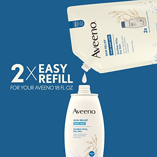 Aveeno Skin Relief Body Wash, Fragrance Free, Refill, 36 Fl. Oz With Aveeno Skin Relief Fragrance-Free Moisturizing Body Wash #TOP2