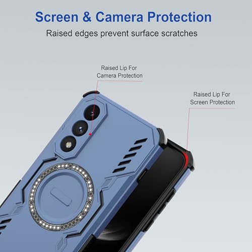 Image of amazon basics Back Case Cover for Vivo V70 FE | Magnetic Case with Built-in Metal Ring | Supports MagSafe Charger, Wallet & Car Mount | Shockproof Hybrid PC + TPU | Blue