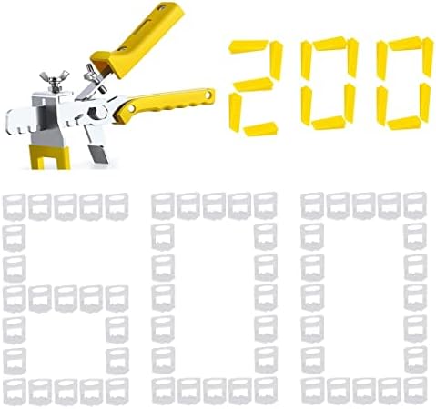 Tile Leveling System Kit, 600 PCS Tile Spacers Clips and 200 PCS Reusable Wedges with 1 PC Floor Tiles Pliers for Stone and Tile Installation (1/12 Inch Tile Spacers)