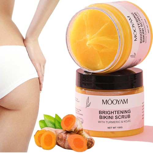 Kojic Acid and Turmeric Exfoliator Scrub, Remove Dead Skin Improve Dark Spots Acne, Helps Oily Skin, Acne, Ingrown Hairs & Dead Skin Remover. Exfoliator for Body Butt Bikini Area 5.29 oz