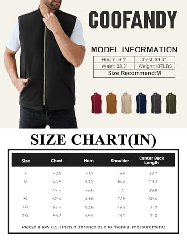 Gilet matelassé pour homme coupe ample COOFANDY avec fermeture éclair - 7