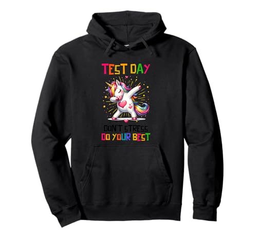 Test Day Don't Stress Do Your Best ユニコーン パーカー