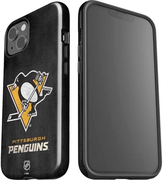 Skinit Impact Phone Case Compatible with iPhone 15 - Officially Licensed NHL Pittsburgh Penguins Distressed Design