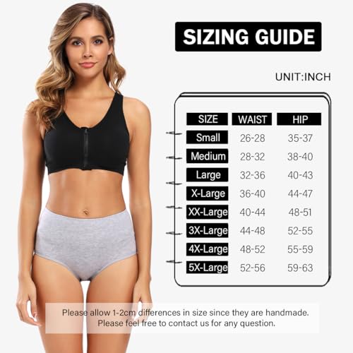 Image of Molasus Women's Cotton Underwear Briefs Soft Breathable High Waisted Full Coverage Ladies Plus Size Panties (Grey-5 Pack, XXX-Large)