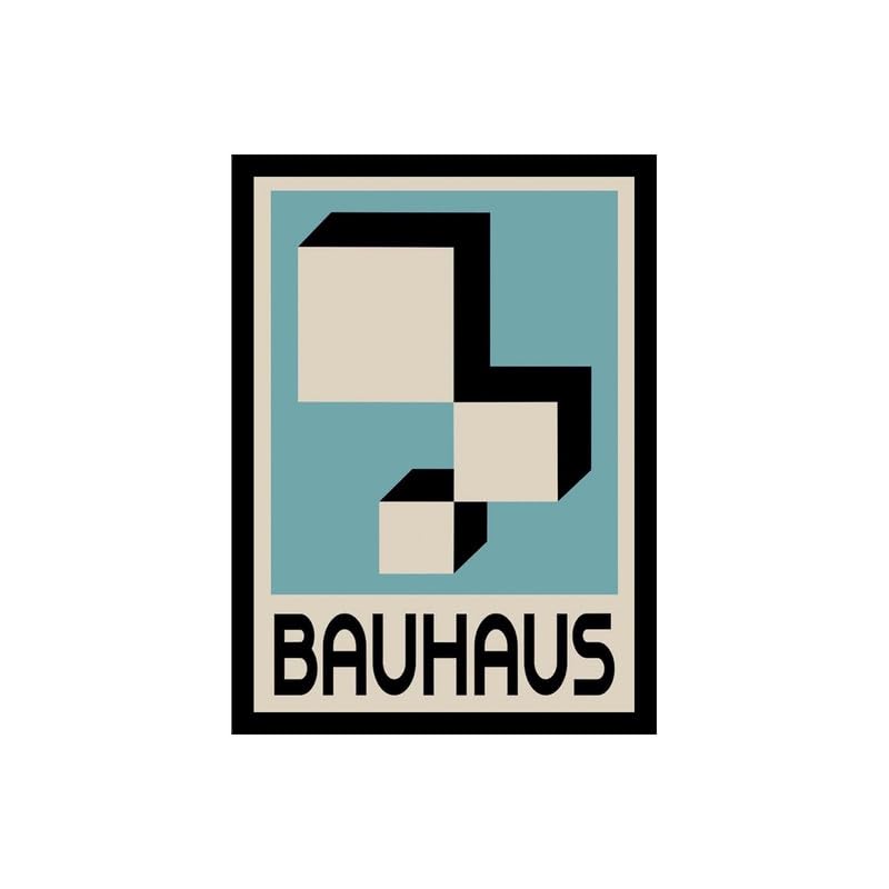 Image of BLINKART Vintage Bauhaus Retro Geometric Aesthetic Poster Gallery | Colorful Wrap Framed For Home Office Studio Living Room Modern Art Studio Decoration Abstract Shapes | (d152) | 13x10 Inch