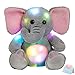 WEWILL Glow Elephant Stuffed Animals LED Cozy Soft Plush Toys Night Companion Gifts for Kids Birthday Christmas Festival Occasions, Gray, 13 inch