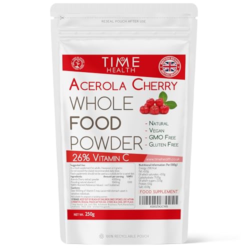 Acerola Cherry Spray Dried Juice Powder - Natural & Wholefood VIT C - 100g 250g 500g 1kg (250g Powder Pouch)