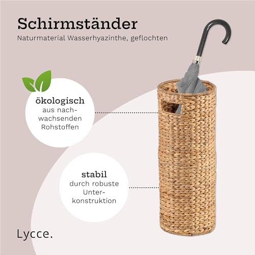 Lycce Schirmständer Wasserhyazinthe mit Griffen Naturmaterial - ideal für Regenschirm oder zur Geschenkpapier Aufbewahrung - passt in Garderobe (Ø 19 x 50 cm)